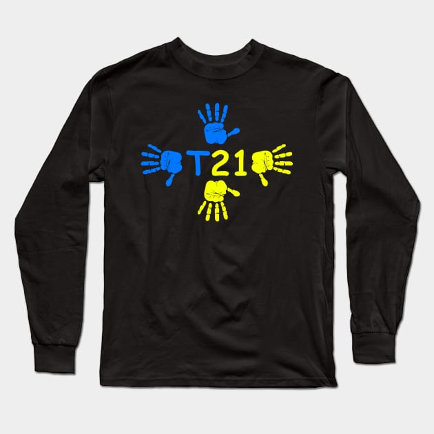 Trisomy 21 Down Syndrome Awareness Embrace Differences Long Sleeve T-Shirt by Shariss